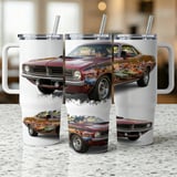 Classic Car 40oz Tumbler Wrap Design, Vintage Red Muscle Car Sublimation Digital File, Car Show Auto Lover Gift for Him thumbnail 5