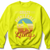 Pickleball Gildan Crewneck Sweatshirt, Crazy Pickleball Lady, Court Warm Up Retro Sunset Pullover Top thumbnail 10