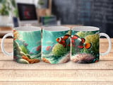 Clownfish & Anemone Mug Wrap Digital Design | Ocean Life Sublimation PNG | 11oz 15oz Marine Fish Cup Wrap thumbnail 1