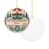 Baby First Christmas Ornament Personalized, Custom Name Year Winter Booties Keepsake, Retro Holiday Tree Decor Gift for New Mom Dad thumbnail 6