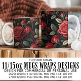 Red Roses Tumbler Design, Floral Digital Paper, Watercolor Flower Backgrounds, Junk Journal Pages, Printable Tumbler Png, Scrapbooking Paper thumbnail 4
