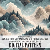 Digital Forest, Clouds, and Sky Pattern, Digital Landscape, Forest, Sky, Tree, Clouds, Digital Bundle Pattern, Digital Image for Commercial thumbnail 1