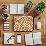Giraffe Print Laptop Sleeve, Aesthetic Animal Spots Padded Computer Case, Cute Safari Accessory Pouch for Her thumbnail 7