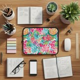 Vibrant Tropical Floral Laptop Sleeve, Preppy Bright Flower Accessory Pouch, Colorful Botanical Tablet Case Gift thumbnail 7