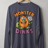 Pickleball Sport-Tek Long Sleeve Tee, Monster Dinks Funny Paddle Art, UV Morning Sun Shield Shirt thumbnail 5