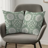 Floral Blanket,Pillow, Green and White Flower Design, Botanical Pattern Home Decor, Decorative Pillow Blanket Gift, Floral Print Blanket thumbnail 9