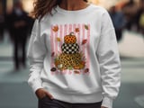 Trendy Fall Pumpkin Stack Sweatshirt, Distressed Leopard Print Checkerboard Hoodie, Cute Autumn T-Shirt Gift thumbnail 8