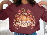 Pumpkin Mama Sweatshirt Coquette Fall Hoodie Vintage Autumn Mama Tote Bag Floral Pumpkin Shirt Cute Cottagecore Mom Thanksgiving Gift thumbnail 1