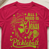 Pickleball Sport-Tek Performance Tee, All I Need Is Jesus and Pickleball, Moisture Wicking Court Apparel thumbnail 6