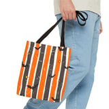 Spooky Bat & Star Grunge Stripe Phone Case, Halloween Aesthetic Tote Bag, Orange and Black Witchy Phone Cover thumbnail 10