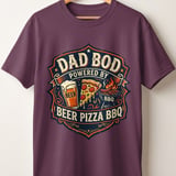 Dad Bod Powered By Beer Pizza BBQ T-Shirt | Funny Father's Day Gift for Him | Grill Master Vintage Graphic Tee | Husband Birthday Shirt thumbnail 2