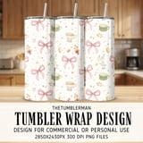 Digital Bundle, Pink Bow Pattern, Watercolor Teacup, Macarons, Digital Pattern, Commercial Use, Digital Scrapbooking, Party Decor, Digital thumbnail 2