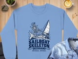 Sailboat Skeleton Deckhand Nautical Sailing Graphic Ocean Waves Crewneck Sweatshirts All Bones All Lines thumbnail 8