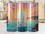 Yacht Sunset 20oz Tumbler Wrap, Nautical Tumbler Design, Boat Waterscape Digital Download, Sublimation Design, Tumbler Wrap, Commercial Use thumbnail 1