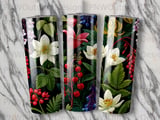 Dark Botanical Tumbler Wrap PNG 20oz Skinny Sublimation, Moody Floral Seamless Design Digital Download thumbnail 7