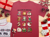 12 Cats of Christmas Breeds Illustrated Xmas Graphic Print Standard T-Shirts for Cat Lovers thumbnail 1