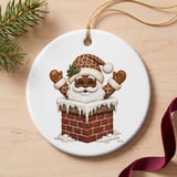Black Santa Christmas Ornament, Cute Leopard Print Santa in Chimney Tree Hanging Ornament, African American Holiday Keepsake Decor Gift thumbnail 6