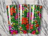 20oz Skinny Tumbler Sublimation Design, Vibrant Lily Floral Tumbler Wrap PNG Digital Download, Seamless Tropical Flower Pattern Craft thumbnail 7