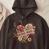 Nurse Mode Sweatshirt, Faux Embroidery Nurse Hoodie, Floral Stethoscope Tote Bag, Nursing Student Gift, Cottagecore Nurse Life Apparel thumbnail 15
