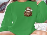 Black Santa Pocket Graphic, Leopard Print Christmas Santa Clipart, Cute African American Santa PNG, Trendy Holiday Cheetah Print Design thumbnail 15