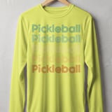 Pickleball Sport-Tek Long Sleeve Tee, Retro Striped Font Multi Line Pickleball Repeat Graphic, Sun Shield Shirt thumbnail 9