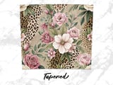 Floral Leopard 20oz Tumbler Wrap, Pink Roses Tumbler Design, Animal Print Tumbler PNG, Elegant Tumbler, Girly Tumbler, Digital Download thumbnail 5