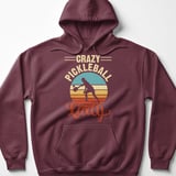 Pickleball Gildan Fleece Hoodie, Crazy Pickleball Lady Vintage Silhouette, Warmup Match Court Pullover thumbnail 3
