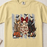 Cute Halloween Bat Friends T-Shirt, Spooky Season Sweatshirt, Whimsical Goth Chibi Bats Pumpkin Skull thumbnail 6