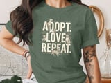 Adopt Love Repeat Dogs T-Shirt | Rescue Dog Mom Gift | Cute Puppy Lover Tee | Animal Shelter Support Shirt thumbnail 5