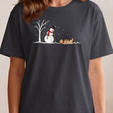 Snowman Walking Stubborn Dog Tee thumbnail 14