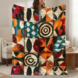 Abstract Geometric Pattern Velveteen Blanket, Woven Blanket, Throw Pillows - Modern Mid-Century Home Decor Gift thumbnail 1