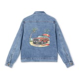 Grand Wagoneer Beach Day Denim Jacket, Waggy, Classic Car Art Print, Surf Culture Poster, Summer Vibes Artwork, Car Lover Gift thumbnail 3