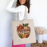 Teaching Is My Fall Sport Sweatshirt, Faux Patchwork Quilted Apple Teacher Hoodie, Autumn School Graphic Tee, Cozy Teacher Tote Bag thumbnail 18
