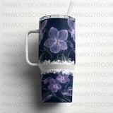 Ethereal Violet Floral 40oz Tumbler Wrap Sublimation Design, Distressed Seamless Digital File, Purple Flower Print, Tapered Mug PNG thumbnail 11