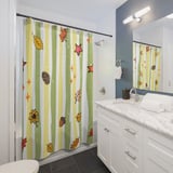 Fall Shower Curtain and Bath Mat Set, Rustic Autumn Botanical Bathroom Decor, Vintage Cottagecore Leaves Acorn Pinecone Yellow Green Decor thumbnail 3