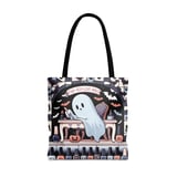 Halloween Tote Bag, Spooky Ghost Manicure Art, Fab-Boo-Lous Nails Design, Bat Graphics, Halloween Decor, Gothic Style, Fashion Tote thumbnail 2