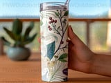 Botanical Tumbler Wrap PNG, Seamless Floral Sublimation Design, 20oz Skinny Tapered Digital Download thumbnail 4