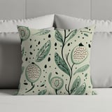 Blanket Pillow and Pillow Case: Botanical Green, Neutral Hues, Leaf and Fruit Pattern thumbnail 2