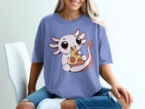 Kawaii Axolotl Pizza Lover T-Shirt thumbnail 3