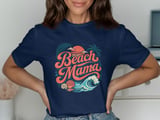 Beach Mama Retro Shirt, Vintage Tropical Beach Mama Tee, Summer Vacation Gift for Her, Coastal Mom Life Top, Groovy T-Shirt thumbnail 2