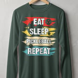 Pickleball Sport-Tek Long Sleeve Tee, Eat Sleep Pickleball Repeat, Performance Sun Shield Shirt thumbnail 7