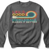 Pickleball Gildan Crewneck Sweatshirt, Life Is Good Pickleball Makes It Better, Cozy Court Warm Up Fleece thumbnail 4