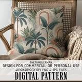 Tropical Palm Trees Digital Pattern Bundle, Jungle Leaves Digital Paper, Seamless Palm Pattern, Summer Print, Digital Design, Etsy Printable thumbnail 5