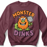 Pickleball Gildan Crewneck Sweatshirt, Monster Dinks, Court Warm Up thumbnail 3