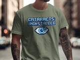 Cataracts Uninstalled T-Shirt: Pixel Art Eye, Successful Surgery, Clear Vision Graphic thumbnail 1