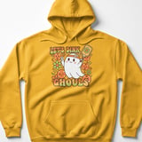 Pickleball Gildan Fleece Hoodie, Let's Dink Ghouls, Retro Halloween Ghost Court Pullover Sweatshirt thumbnail 10