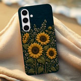 Sunflower Tough Phone Case, Embroidered Effect Botanical Floral Cover, Cottagecore Navy Wildflower Phone Case, Vintage Nature Lover Gift thumbnail 6