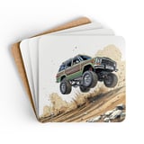 Grand Wagoneer Corkwood Coaster Set, The Waggy Off Roading, Car Coasters, Man Cave Decor, Car Lover Gift, SUV Coaster Set, Drink Coasters thumbnail 1
