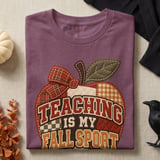Teaching Is My Fall Sport Tee or Sweatshirt, Faux Patchwork Design thumbnail 18