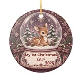 Baby First Christmas Ornament, Custom Woodland Deer Snowglobe Keepsake, Personalized Baby 1st Xmas Gift, Newborn Holiday Tree Ornament thumbnail 4